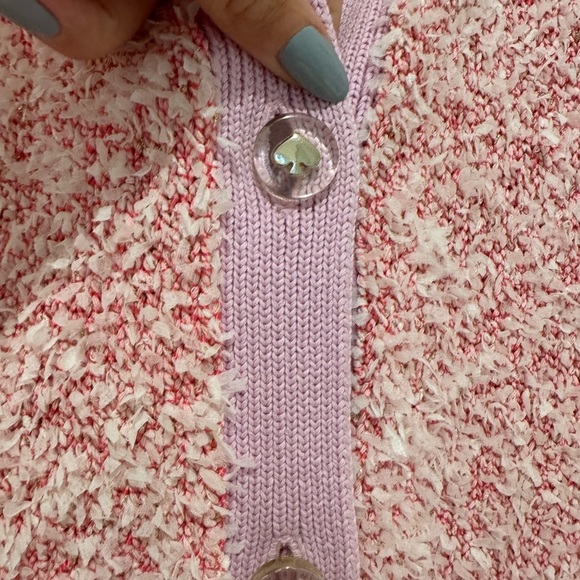 Kate Spade Pink Button Down Knit Cardigan with Clear Spade Buttons - Picture 5 of 10